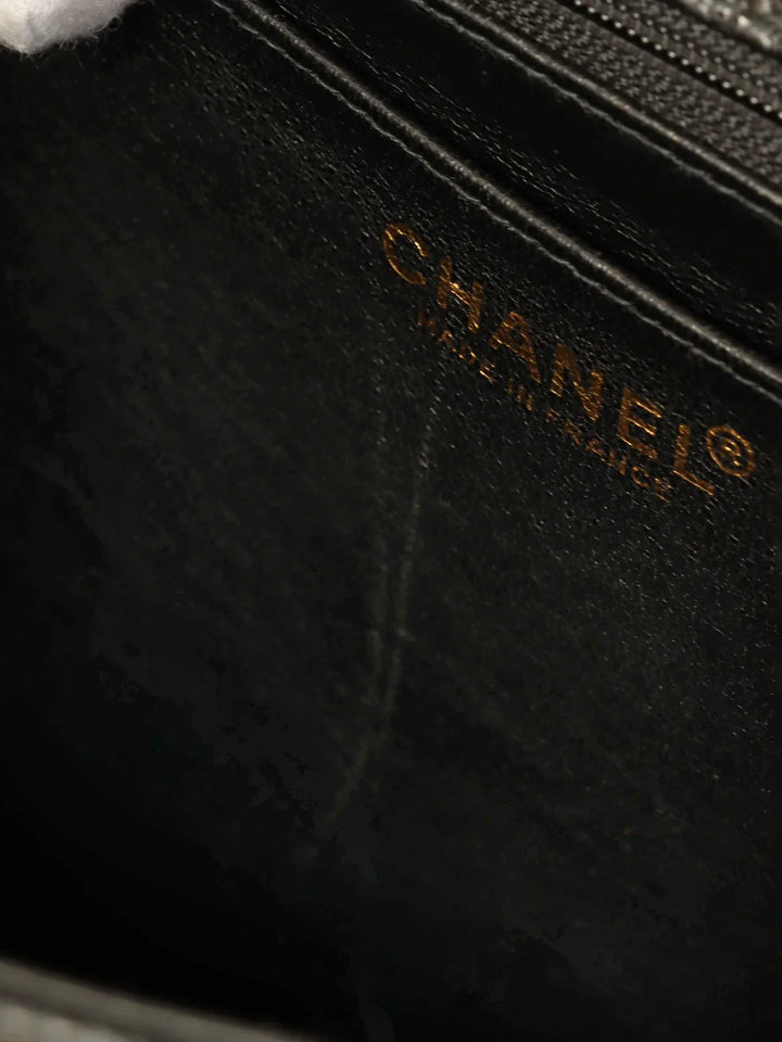 Chanel Around 2001 Made Caviar Skin Turn-Lock Top Handle Bag Black