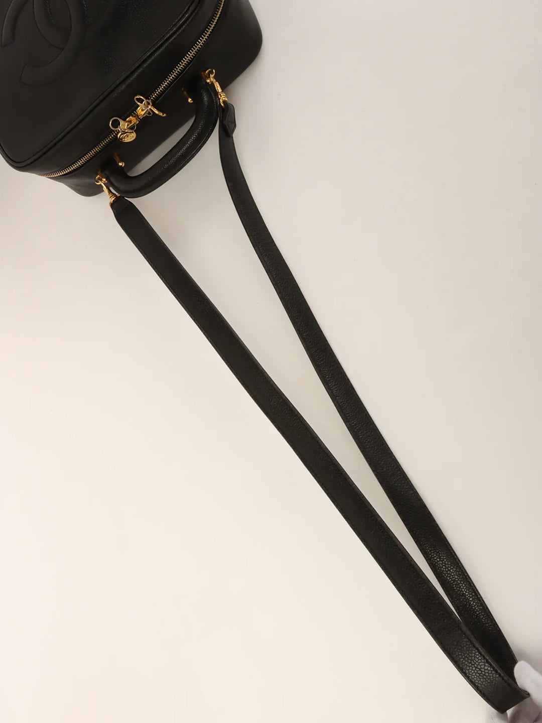Chanel Around 1997 Made Caviar Skin Cc Mark Stitch 2Way Vanity Black