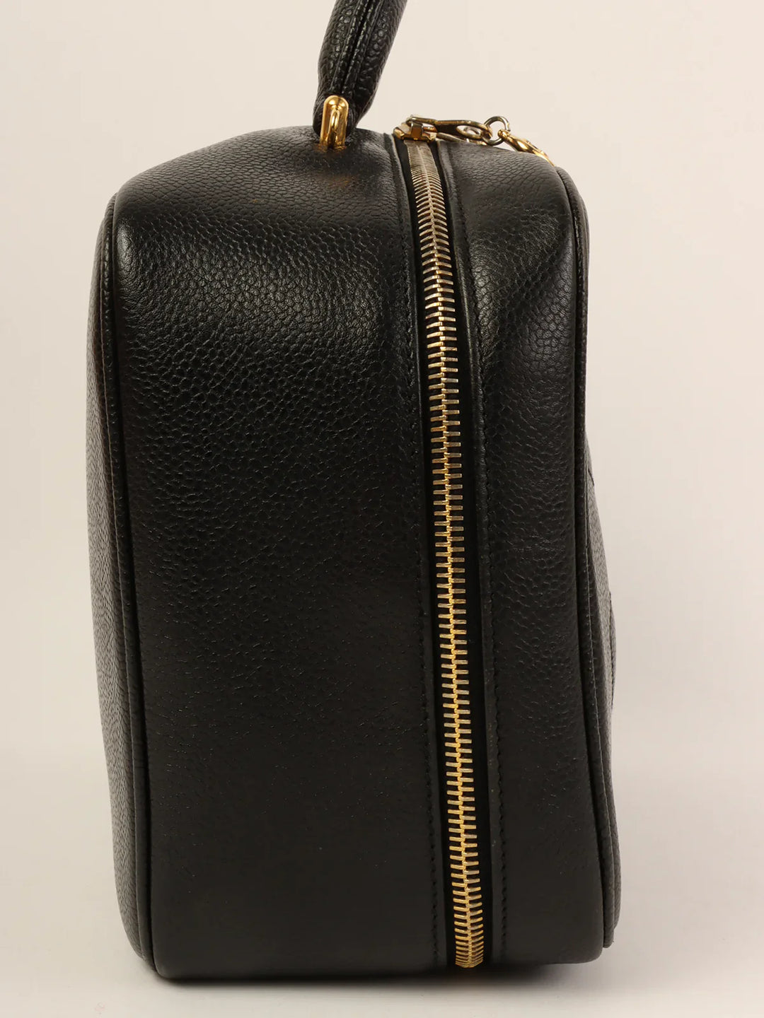 Chanel Around 1997 Made Caviar Skin Cc Mark Stitch 2Way Vanity Black