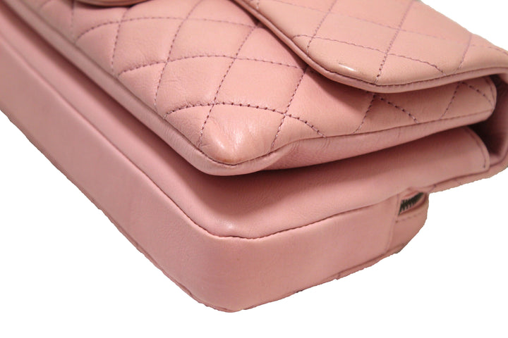 Top Quality Chanel Pink Calfskin Leather Zipped Back Pocket Calfskin Flap Bag