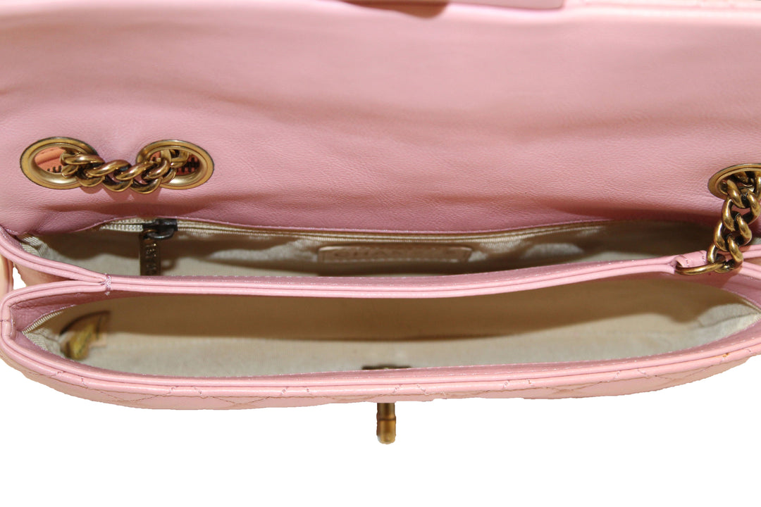 Top Quality Chanel Pink Calfskin Leather Zipped Back Pocket Calfskin Flap Bag