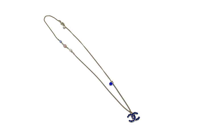 Top Quality Chanel AB0837Y47509 CC Blue Beaded Inlaid Logo With Multi Beads IN Sil Blue / Z8937 Necklace Shw