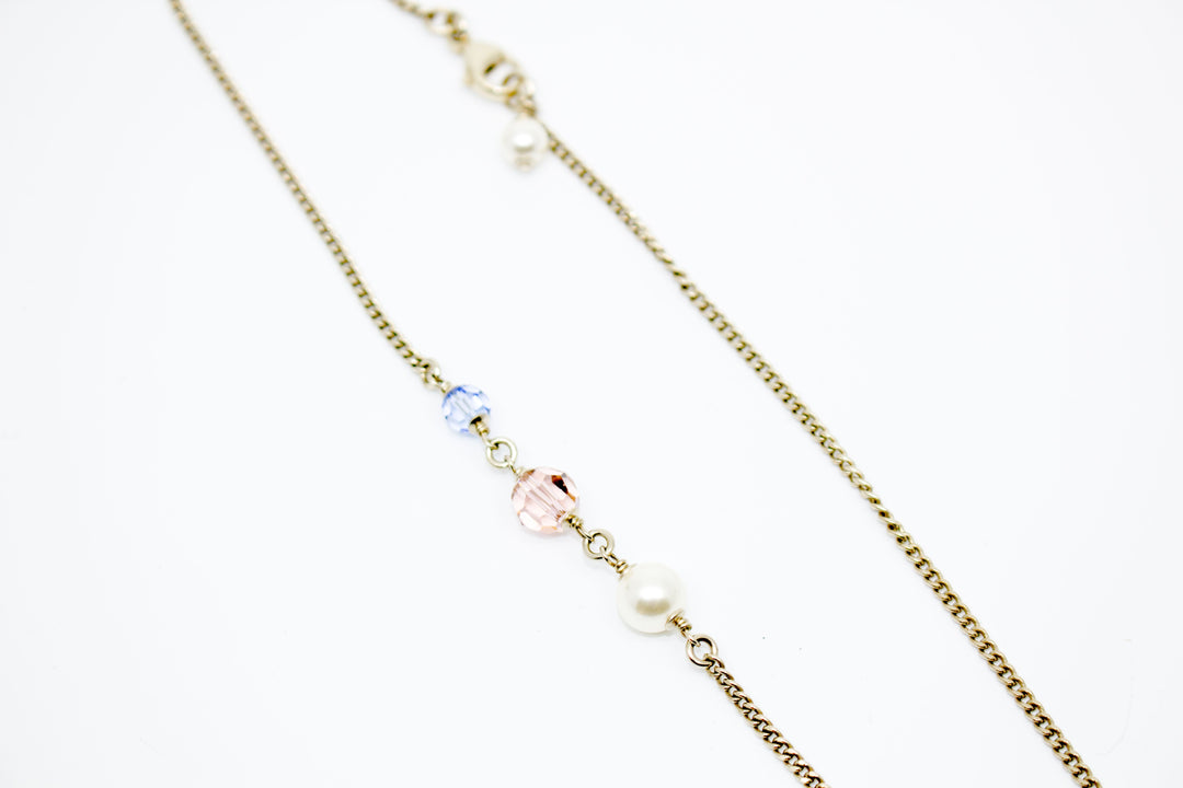 Top Quality Chanel AB0837Y47509 CC Blue Beaded Inlaid Logo With Multi Beads IN Sil Blue / Z8937 Necklace Shw