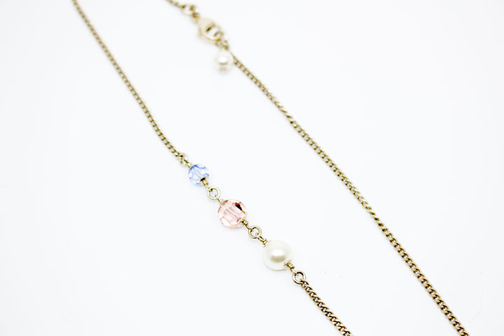 Top Quality Chanel AB0837Y47509 CC Blue Beaded Inlaid Logo With Multi Beads IN Sil Blue / Z8937 Necklace Shw