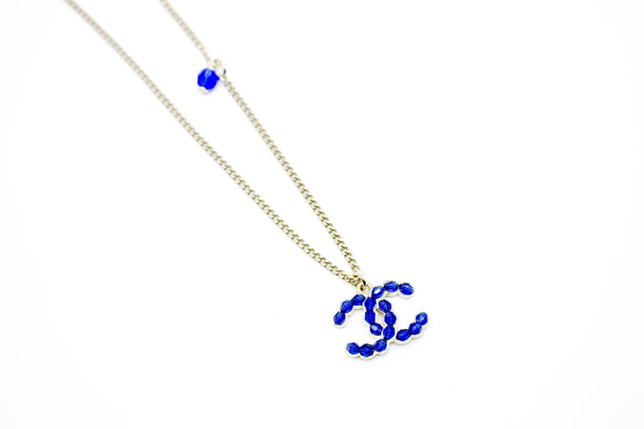 Top Quality Chanel AB0837Y47509 CC Blue Beaded Inlaid Logo With Multi Beads IN Sil Blue / Z8937 Necklace Shw