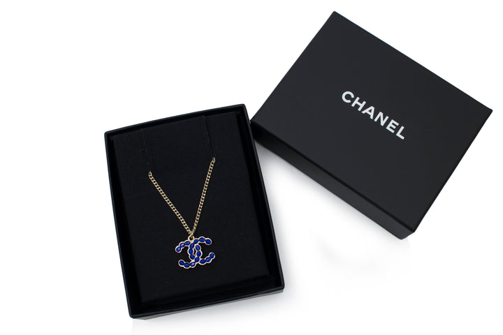 Top Quality Chanel AB0837Y47509 CC Blue Beaded Inlaid Logo With Multi Beads IN Sil Blue / Z8937 Necklace Shw