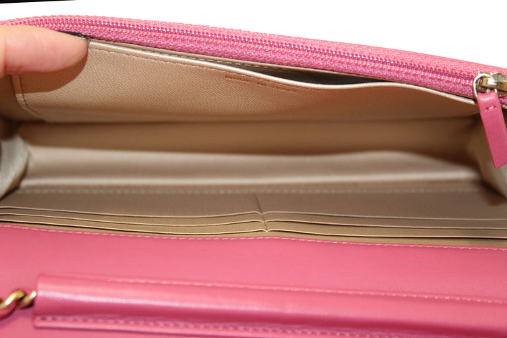 Top Quality Chanel Pink Camellia Lambskin Leather Wallet On Chain/Clutch Bag