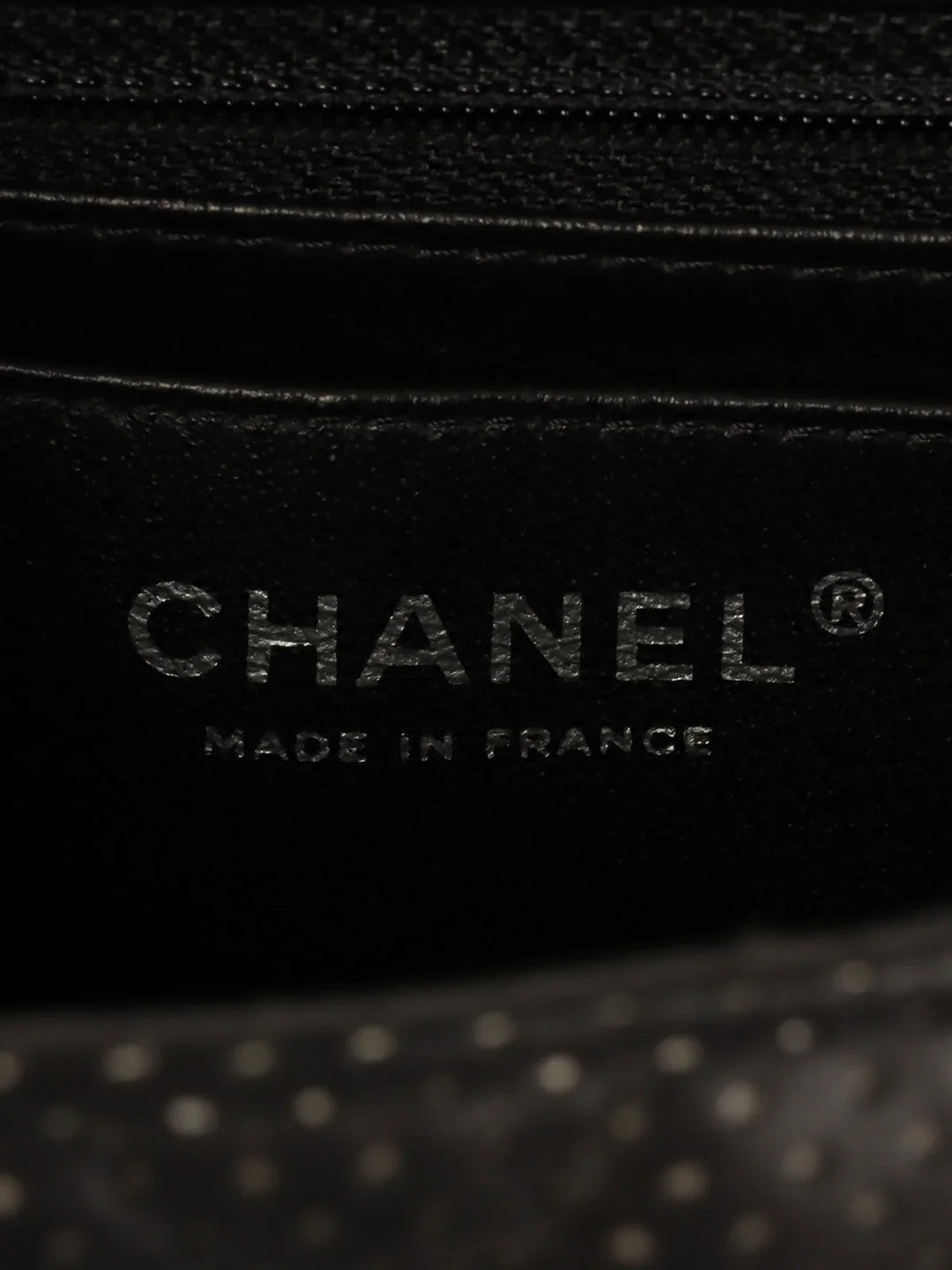 Chanel Around 2007 Punching Leather Turn-Lock Chain Shoulder Bag Black