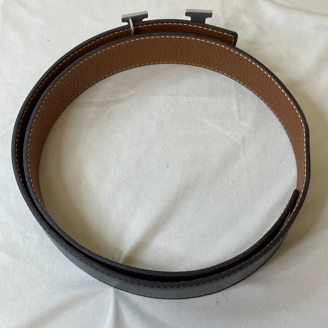 Top quality Hermes Black Brown Silver H Belt Sku# 50814
