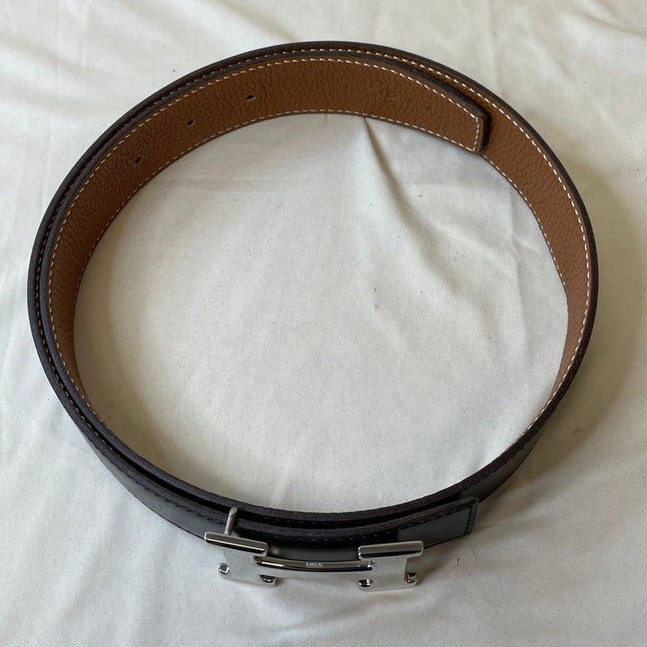 Top quality Hermes Black Brown Silver H Belt Sku# 50814