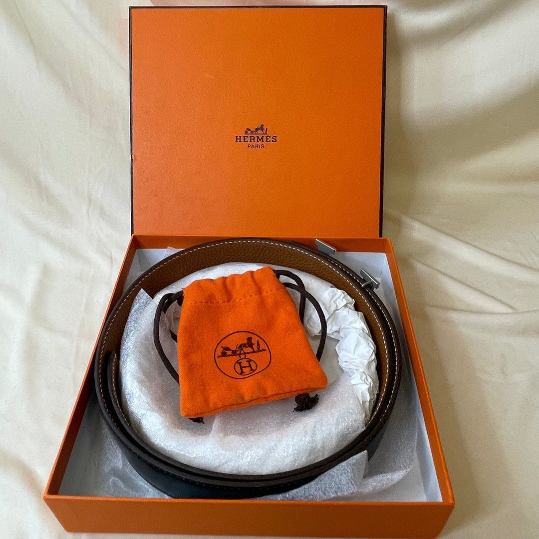 Top quality Hermes Black Brown Silver H Belt Sku# 50814