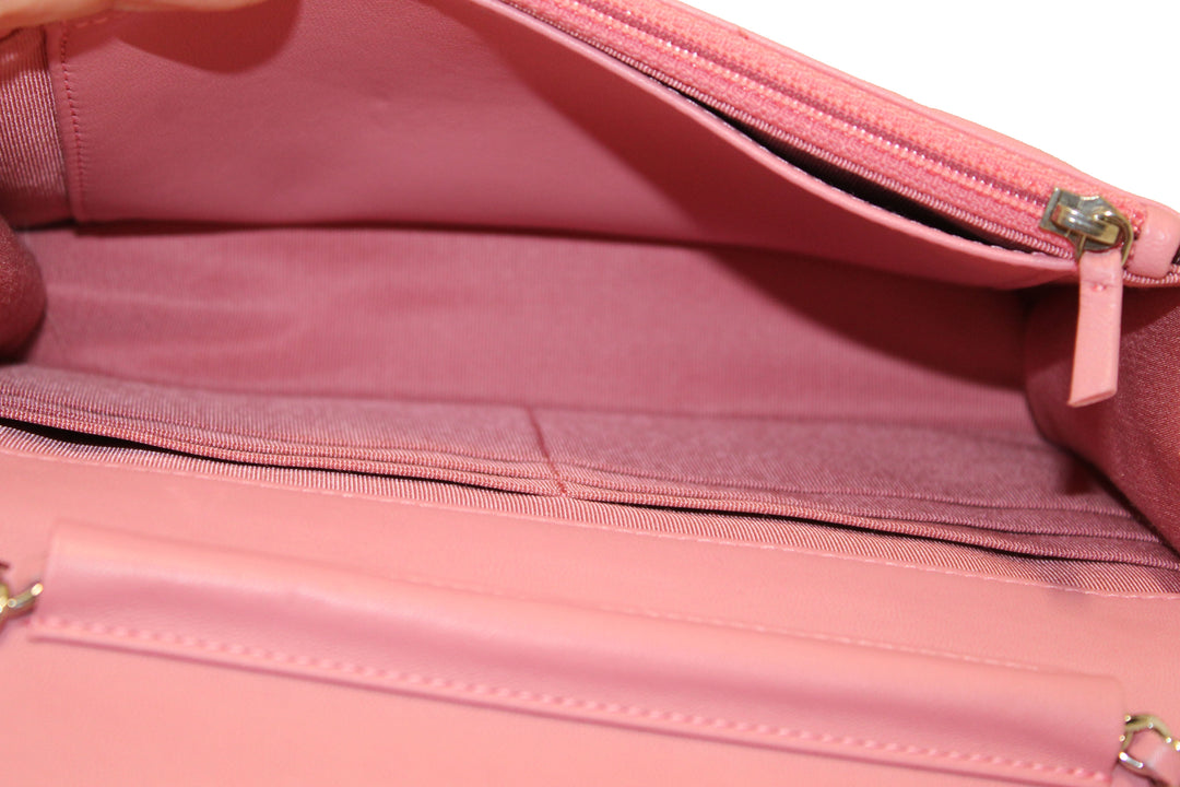 Top Quality Chanel Pink Quilted Lambskin Leather Wallet On Chain WOC Messenger Bag