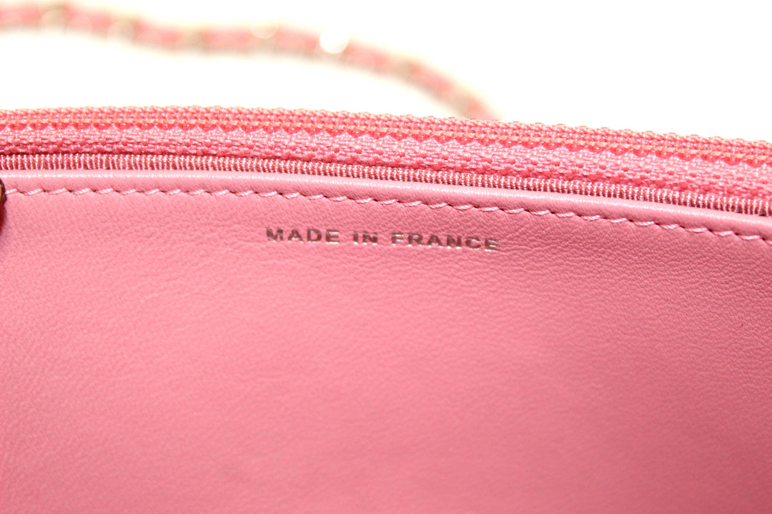 Top Quality Chanel Pink Quilted Lambskin Leather Wallet On Chain WOC Messenger Bag