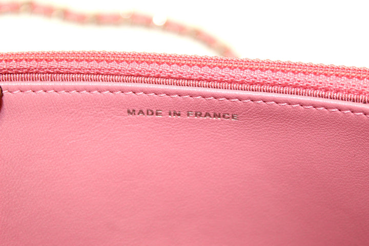 Top Quality Chanel Pink Quilted Lambskin Leather Wallet On Chain WOC Messenger Bag