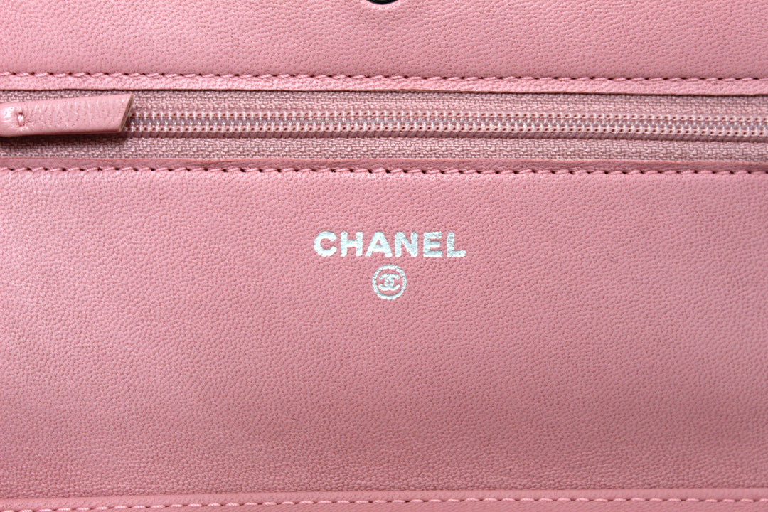 Top Quality Chanel Pink Quilted Lambskin Leather Wallet On Chain WOC Messenger Bag