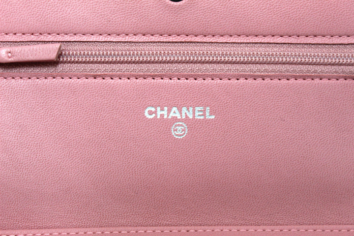 Top Quality Chanel Pink Quilted Lambskin Leather Wallet On Chain WOC Messenger Bag