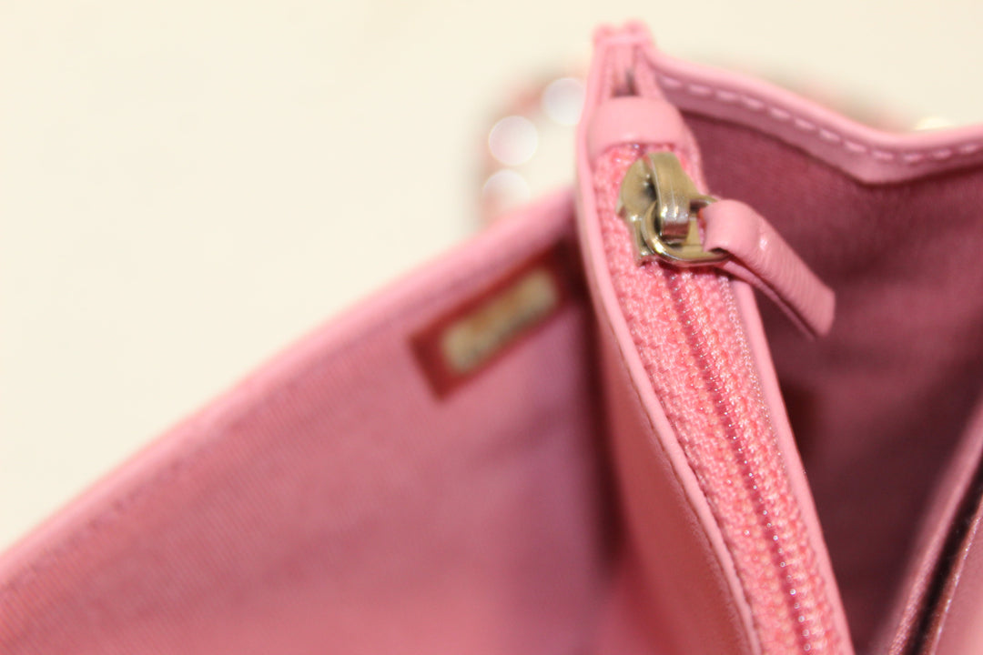 Top Quality Chanel Pink Quilted Lambskin Leather Wallet On Chain WOC Messenger Bag