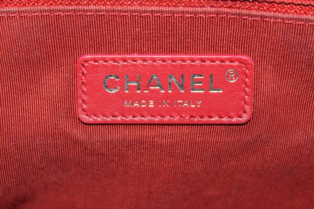 Chanel Red Aged Calfskin Leather Small Gabrielle Hobo Crossbody Bag