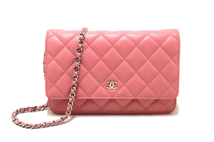 chanel pink quilted lambskin leather wallet on chain woc messenger bag | Shop Now at Italystation.com