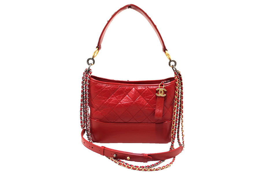 Authentic chanel red aged calfskin leather small gabrielle hobo crossbody bag | Shop Now at Italystation.com