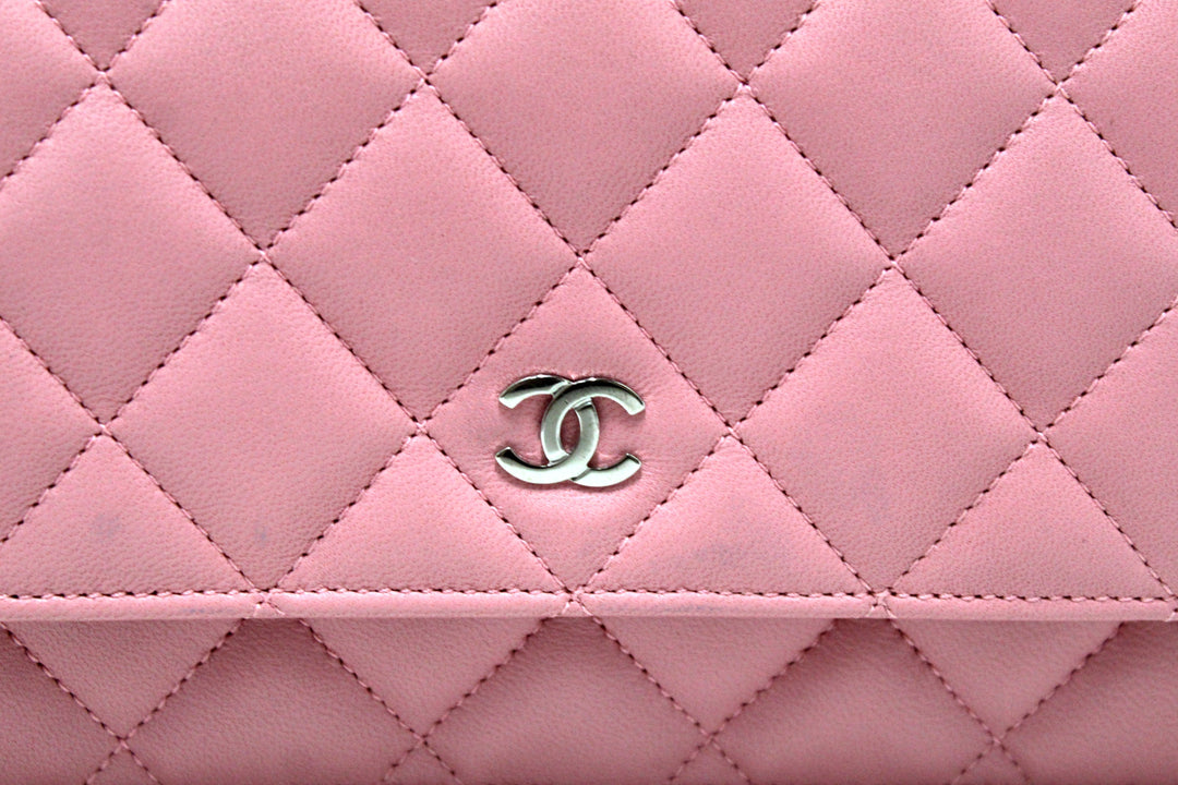 Top Quality Chanel Pink Quilted Lambskin Leather Wallet On Chain WOC Messenger Bag