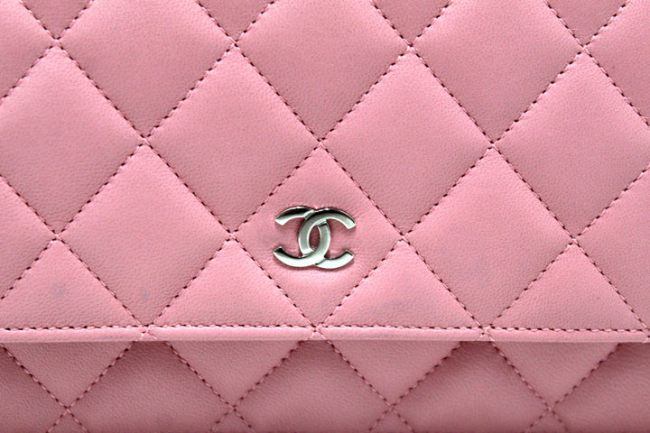 Top Quality Chanel Pink Quilted Lambskin Leather Wallet On Chain WOC Messenger Bag