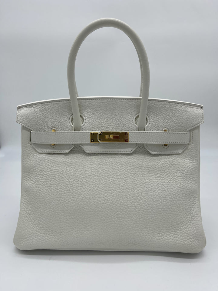 Top quality Hermes Birkin 30 White Togo Gold Hardware