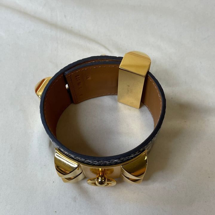 Hermes Natura Lizard Gold Plated Collier de Chien Bracelet Sku# 47230
