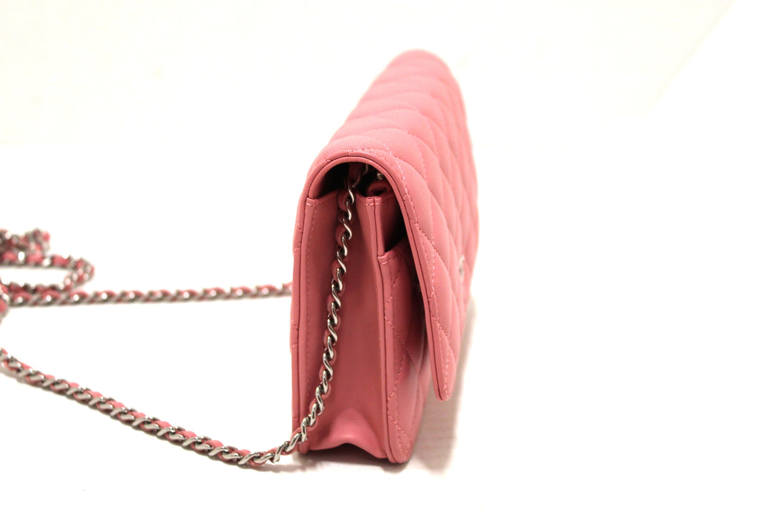 Top Quality Chanel Pink Quilted Lambskin Leather Wallet On Chain WOC Messenger Bag
