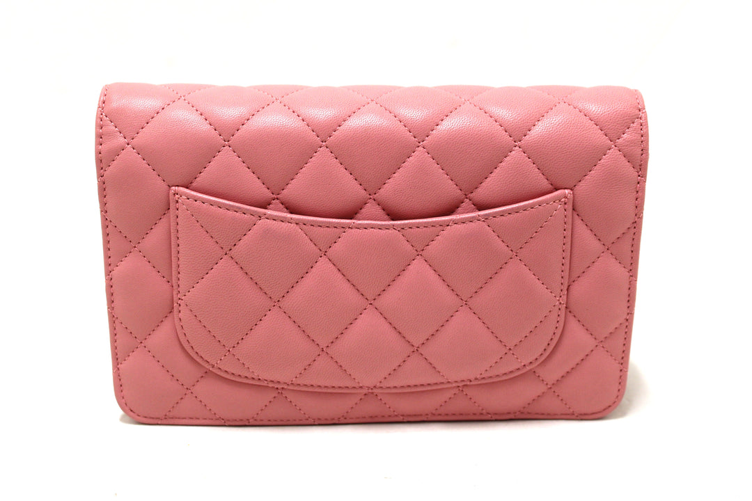 Top Quality Chanel Pink Quilted Lambskin Leather Wallet On Chain WOC Messenger Bag