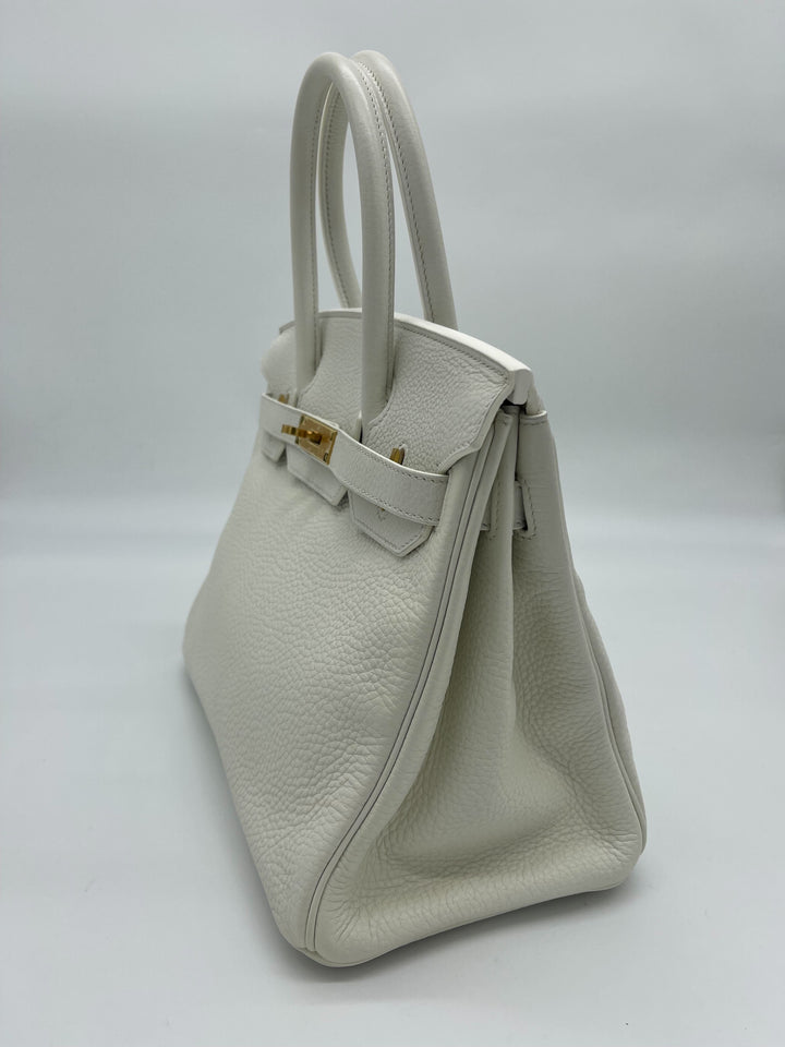 Top quality Hermes Birkin 30 White Togo Gold Hardware