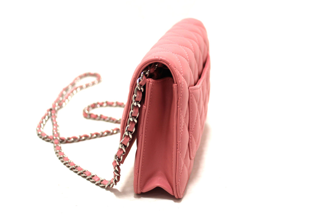 Top Quality Chanel Pink Quilted Lambskin Leather Wallet On Chain WOC Messenger Bag