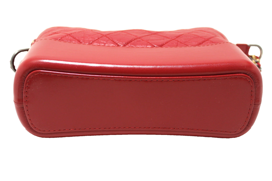 Top Quality Chanel Red Aged Calfskin Leather Small Gabrielle Hobo Crossbody Bag