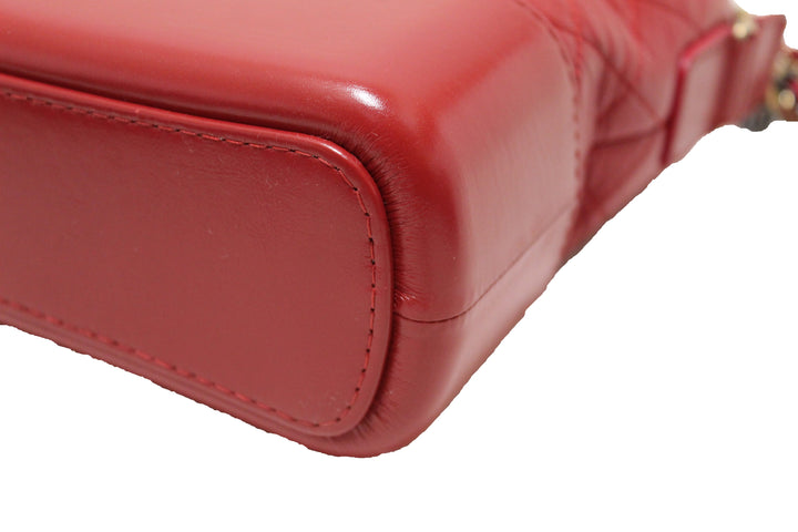Top Quality Chanel Red Aged Calfskin Leather Small Gabrielle Hobo Crossbody Bag