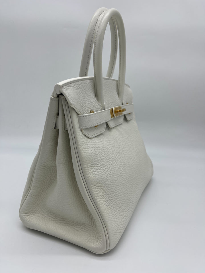 Top quality Hermes Birkin 30 White Togo Gold Hardware