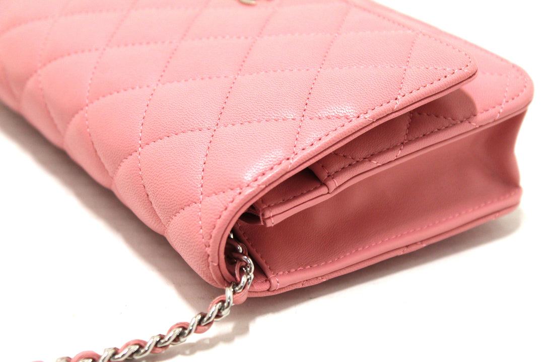 Top Quality Chanel Pink Quilted Lambskin Leather Wallet On Chain WOC Messenger Bag