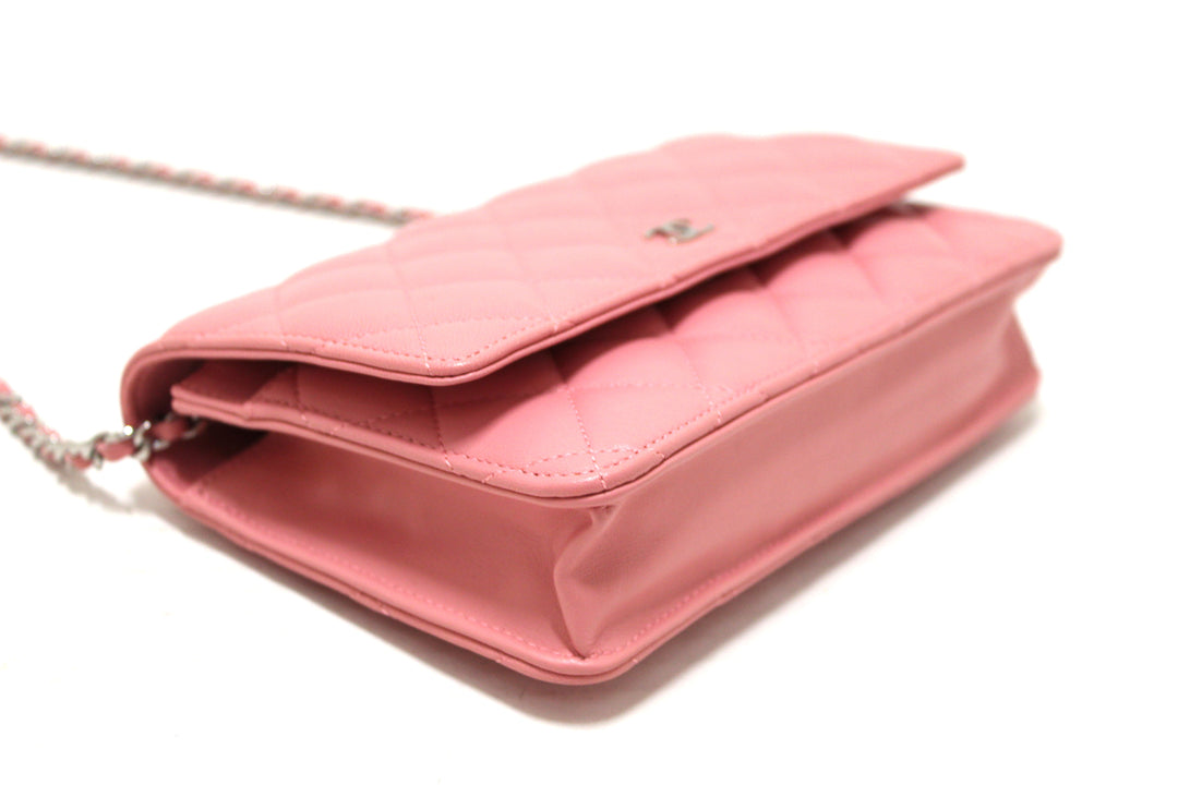 Top Quality Chanel Pink Quilted Lambskin Leather Wallet On Chain WOC Messenger Bag