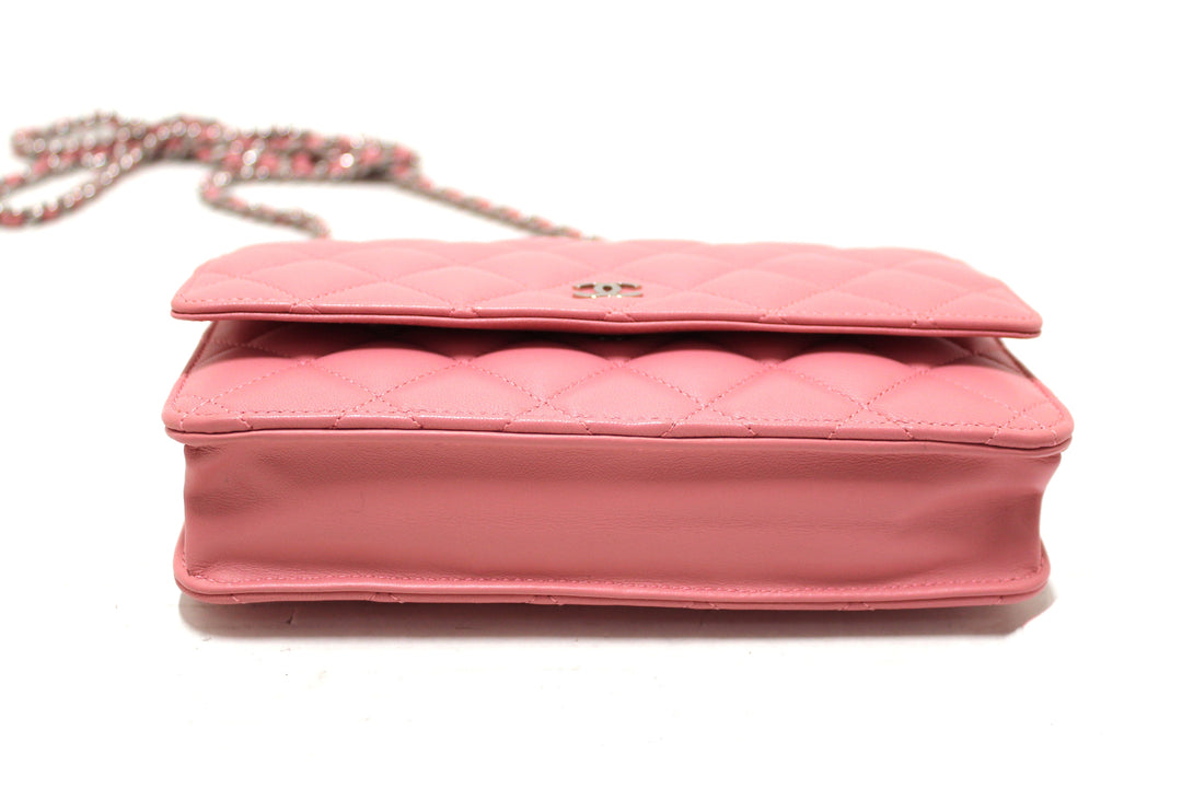 Top Quality Chanel Pink Quilted Lambskin Leather Wallet On Chain WOC Messenger Bag