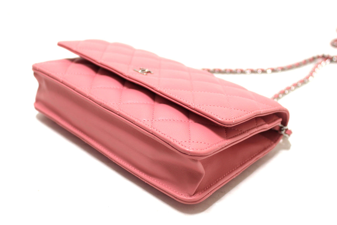 Top Quality Chanel Pink Quilted Lambskin Leather Wallet On Chain WOC Messenger Bag