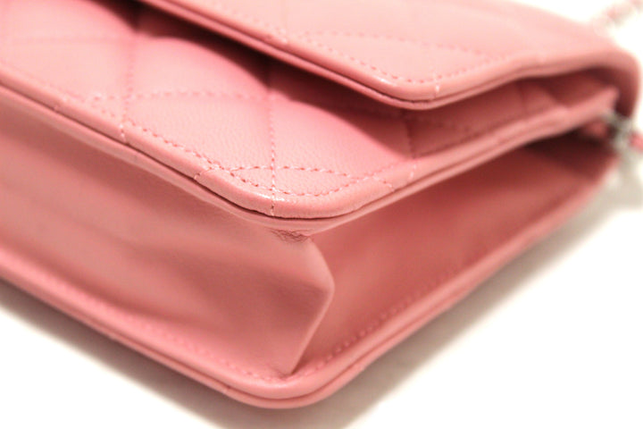 Top Quality Chanel Pink Quilted Lambskin Leather Wallet On Chain WOC Messenger Bag