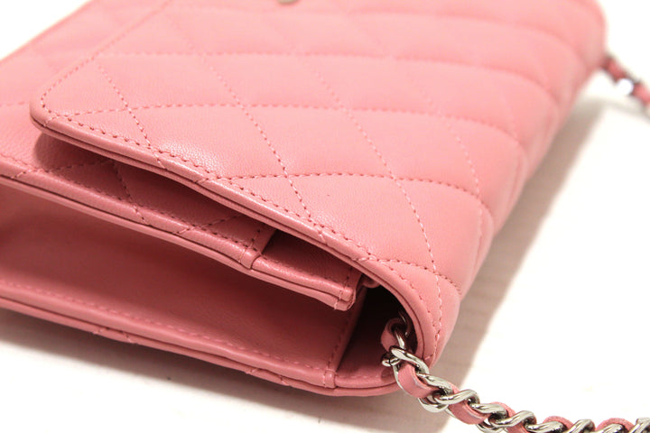 Top Quality Chanel Pink Quilted Lambskin Leather Wallet On Chain WOC Messenger Bag