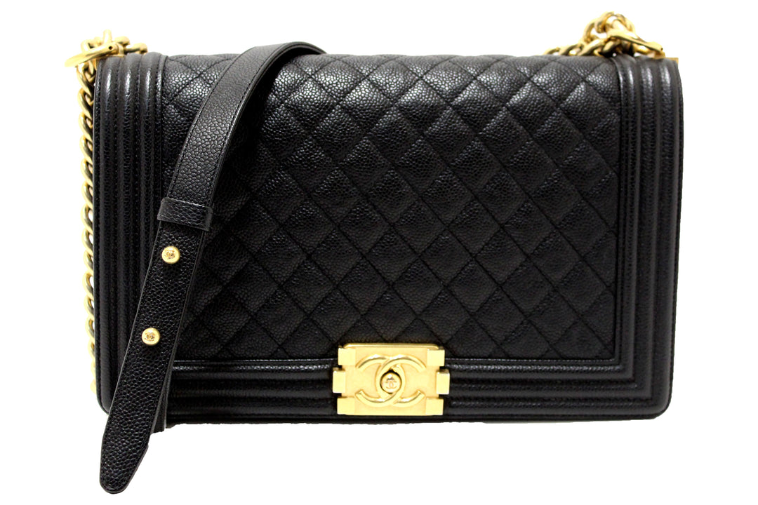 chanel black quilted caviar leather new medium boy shoulder bag | Shop Now at Italystation.com