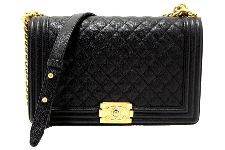 chanel black quilted caviar leather new medium boy shoulder bag | Shop Now at Italystation.com