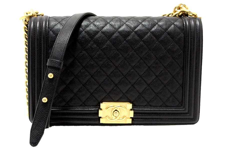 chanel black quilted caviar leather new medium boy shoulder bag | Shop Now at Italystation.com