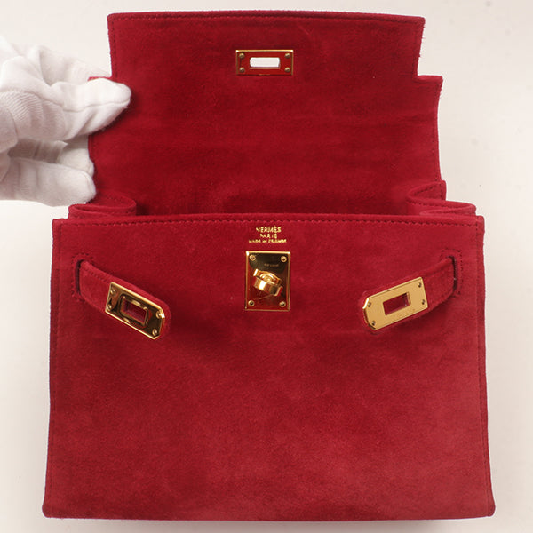 Top quality Hermes 1998 Made Debris Mini Kelly Bag Rouge Grenat