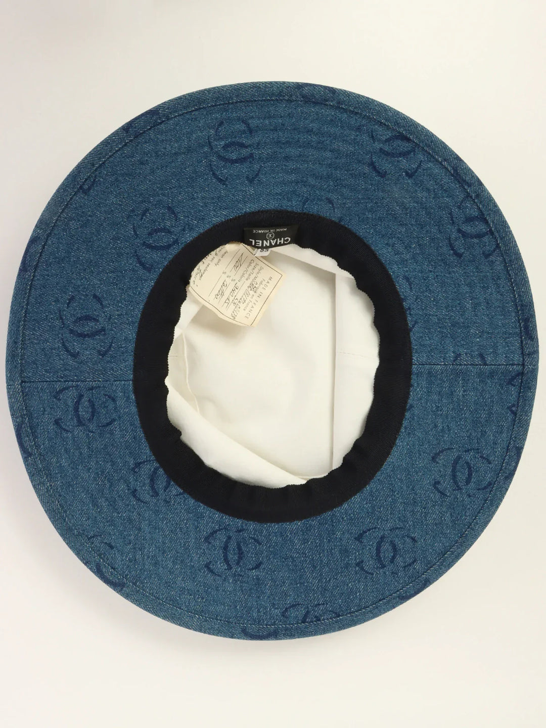 Chanel 2002 Made Cc Mark Print Denim Hat Indigo