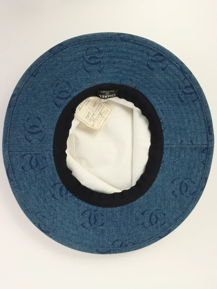 Chanel 2002 Made Cc Mark Print Denim Hat Indigo