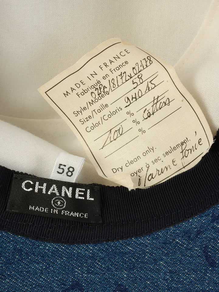 Chanel 2002 Made Cc Mark Print Denim Hat Indigo