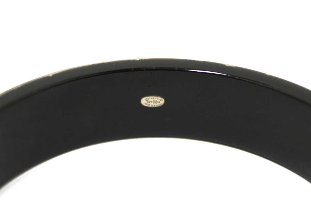 Top Quality Chanel Black Resin and Crystal Bangle Bracelet