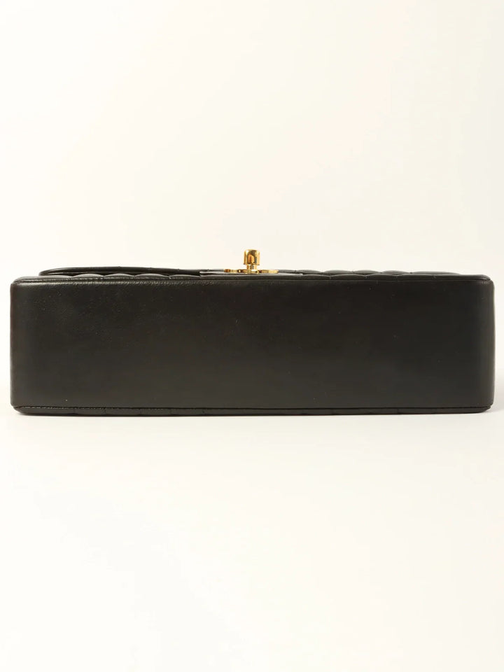 Chanel Around 1992 Made Mademoiselle Stitch Turn-Lock Chain Bag Black